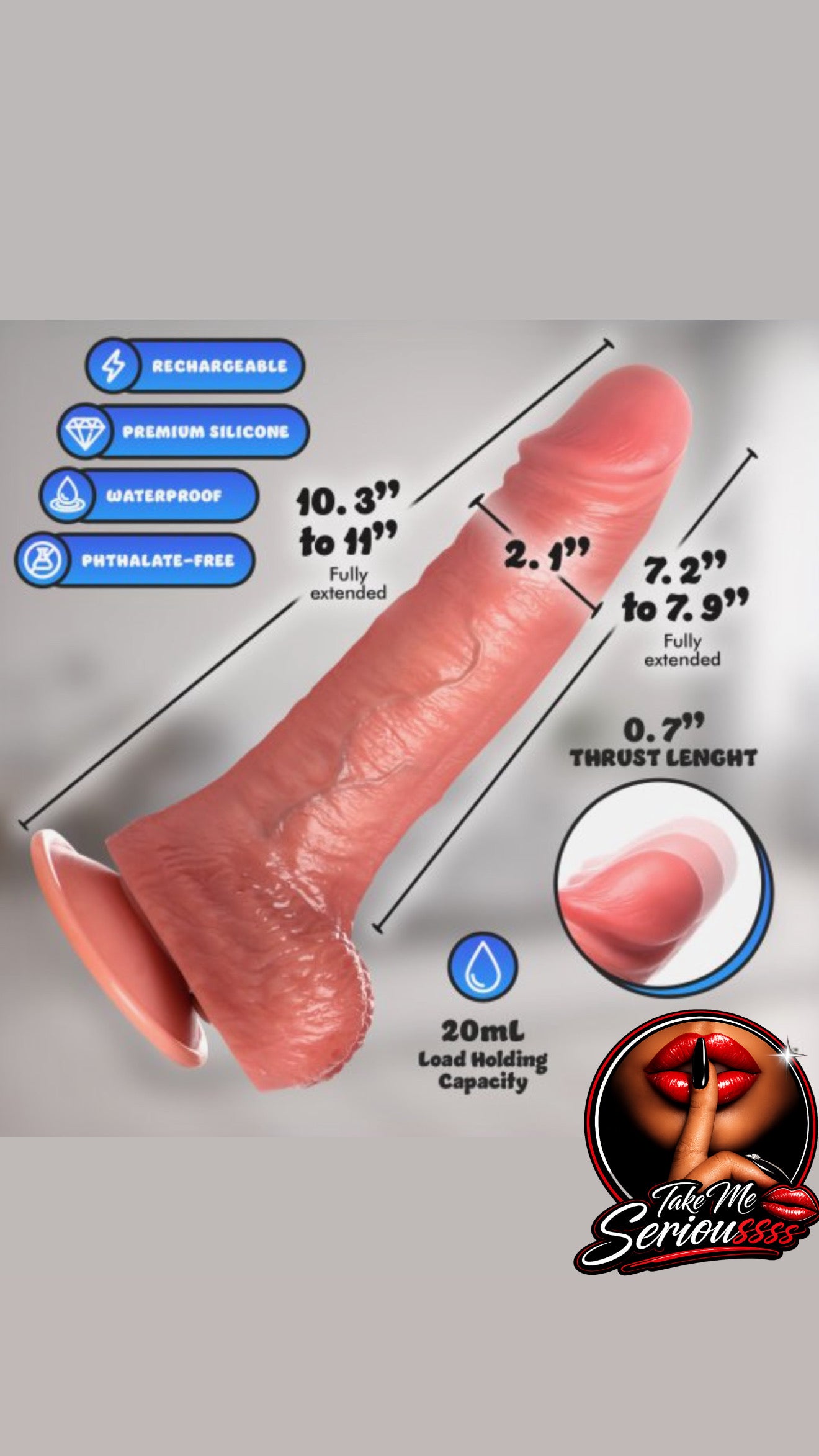 10” THRUSTING, VIBRATING, AND SQUIRTING DILDO.