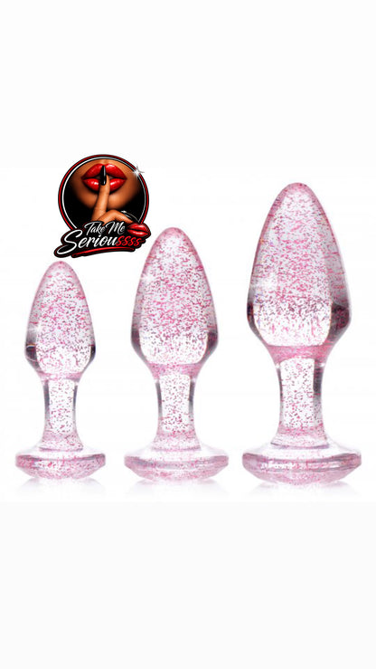 PINK GLITTER ANAL  PLUGS 3PACK