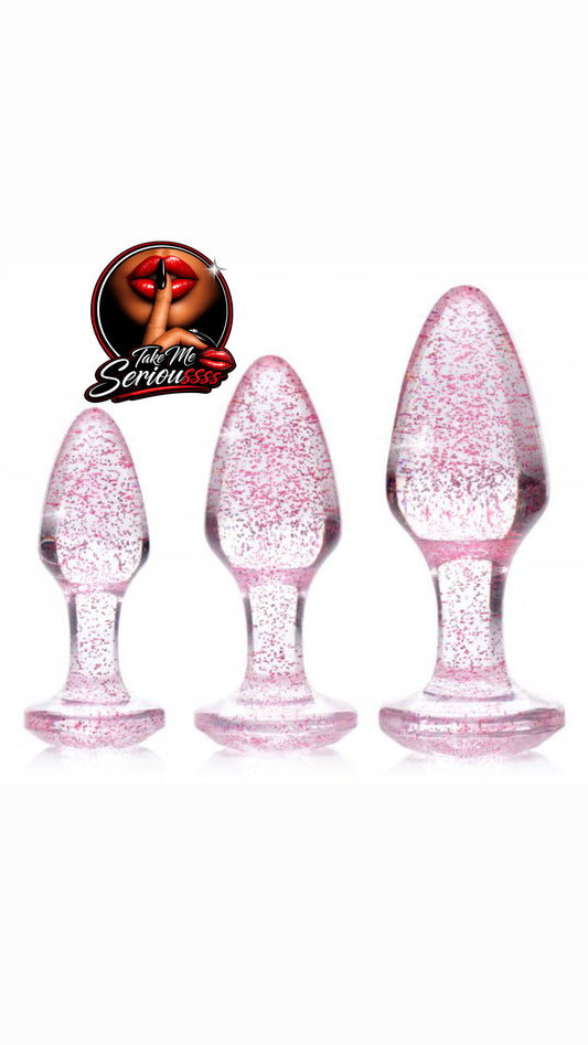 PINK GLITTER ANAL  PLUGS 3PACK
